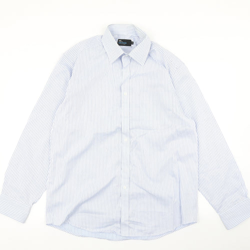 Marks & Spencer Mens Blue Striped   Dress Shirt Size 16