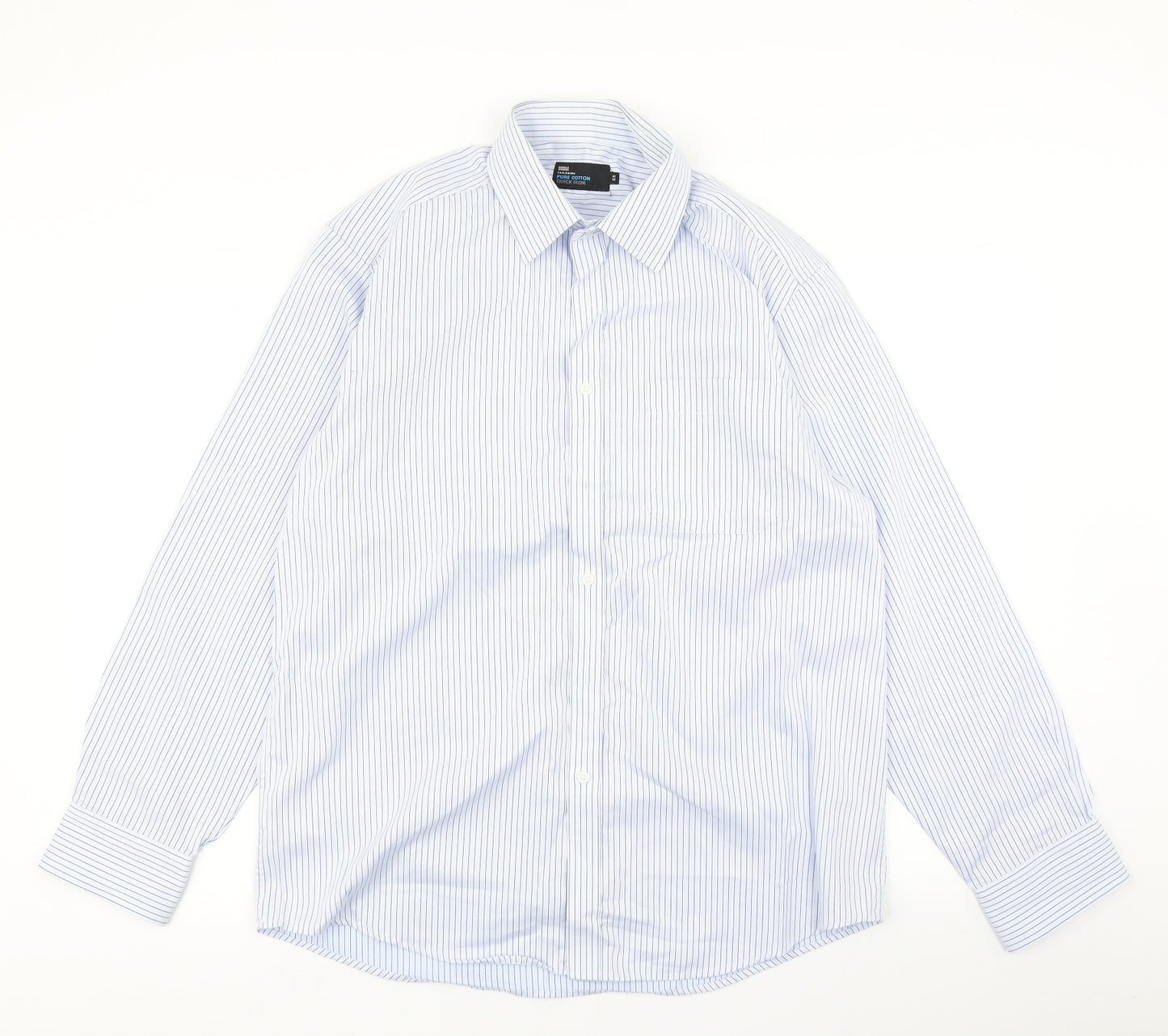 Marks & Spencer Mens Blue Striped   Dress Shirt Size 16