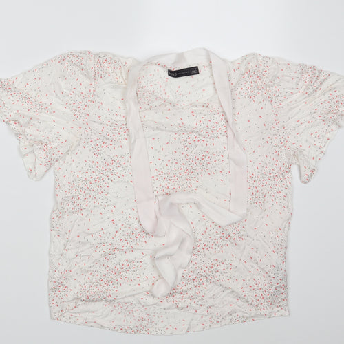 M&S Womens White Polka Dot  Basic T-Shirt Size 10