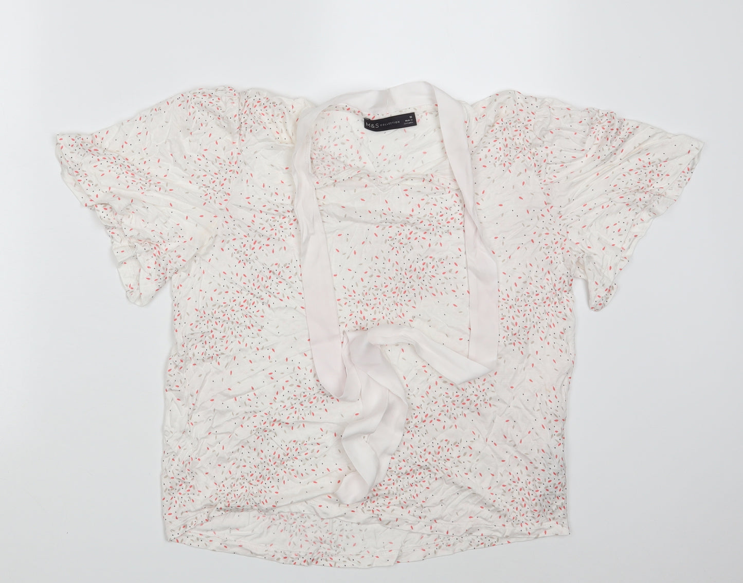 M&S Womens White Polka Dot  Basic T-Shirt Size 10