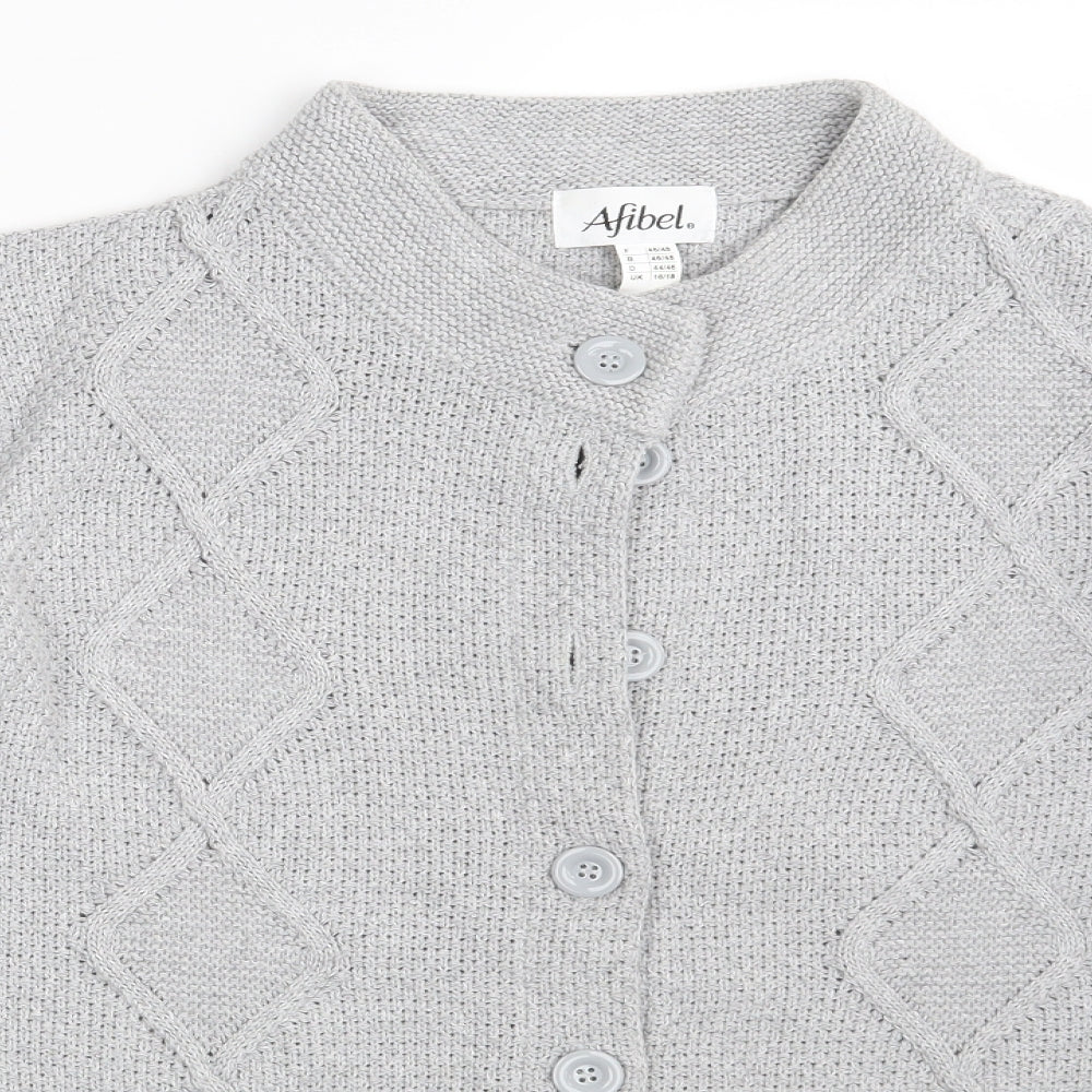 Afibel   Womens Grey  Knit Cardigan Jumper Size 16