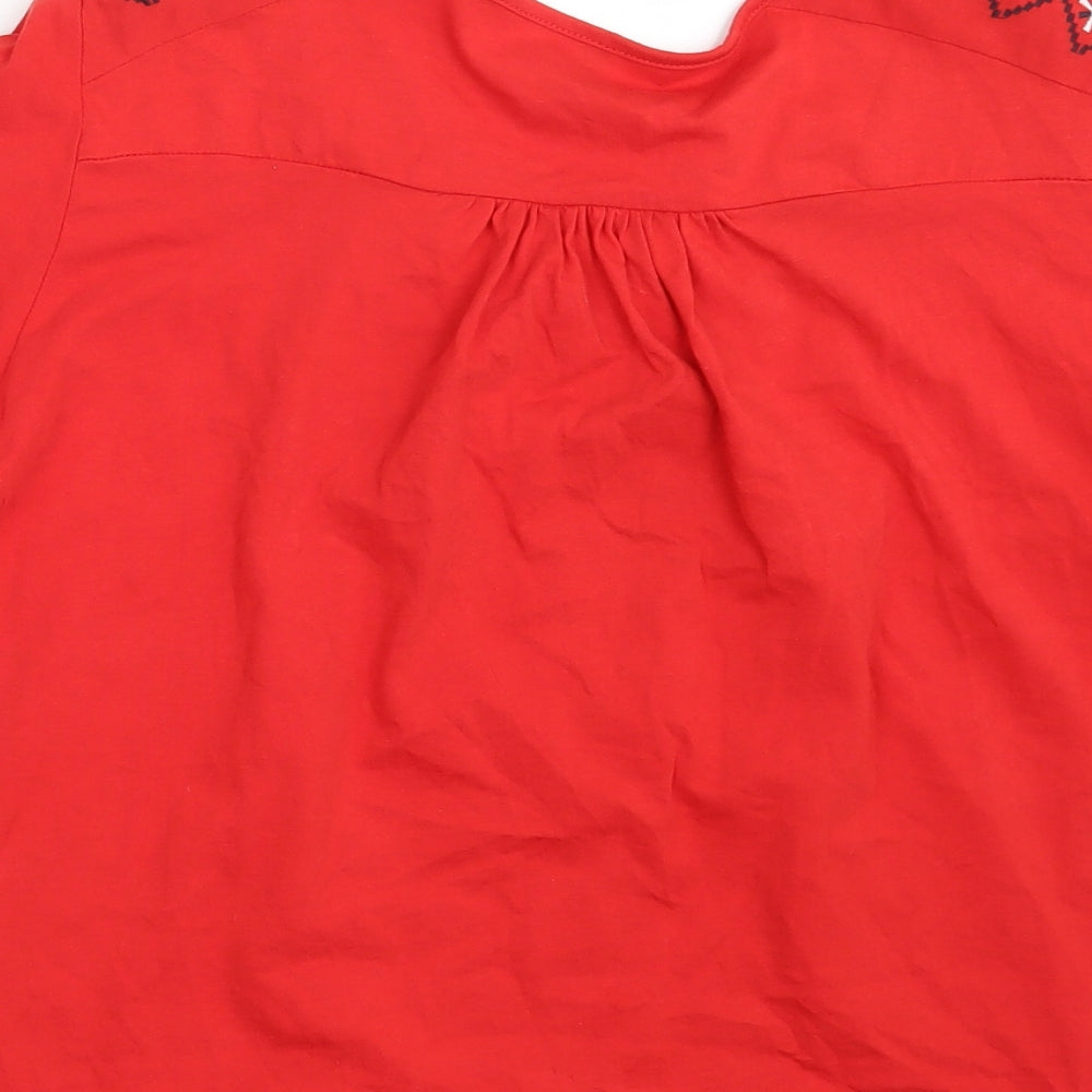 Preworn Womens Red Argyle/Diamond  Basic T-Shirt Size 14