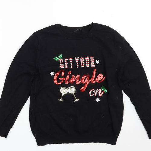 M & Co. Womens Black   Pullover Jumper Size XL  - Seasonal Christmas Festive Holiday