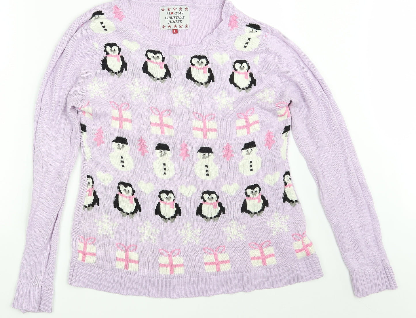 Christina Love Womens Purple   Pullover Jumper Size L  - Seasonal Christmas Festive Holiday