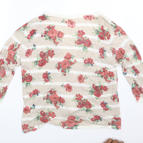Preworn Womens Beige Floral  Cardigan Jumper One Size