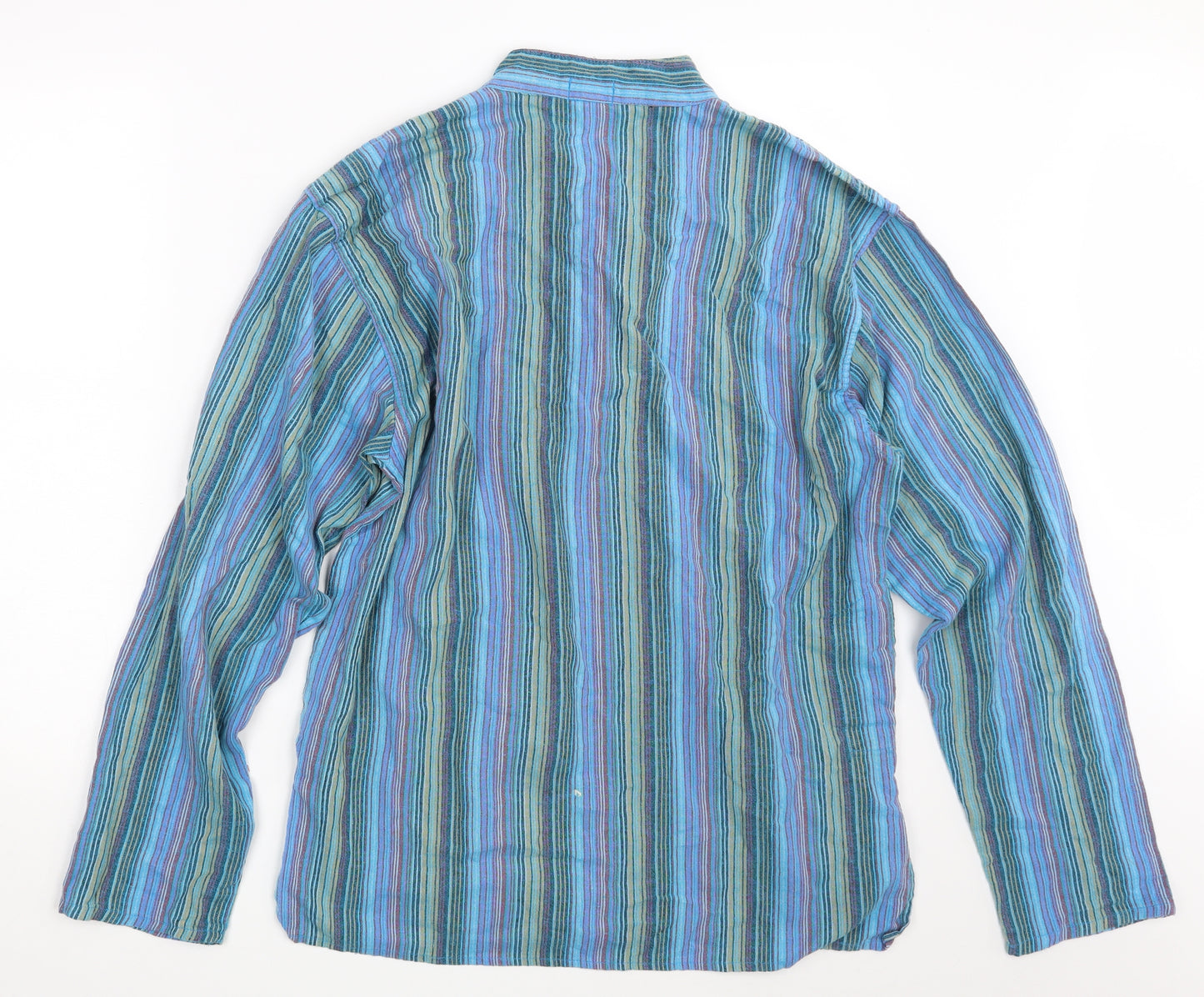 Little Kathmandu Mens Blue Striped   Button-Up Size XL