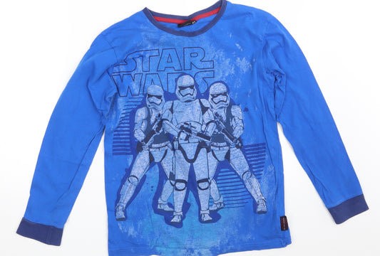 Front view of Star Wars boys’ blue solid pyjama top, size 11-12, years - star wars