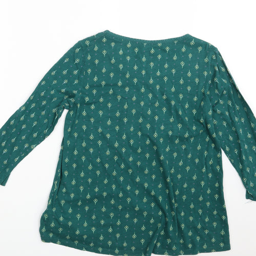 Manataray Womens Green Floral  Basic T-Shirt Size 14