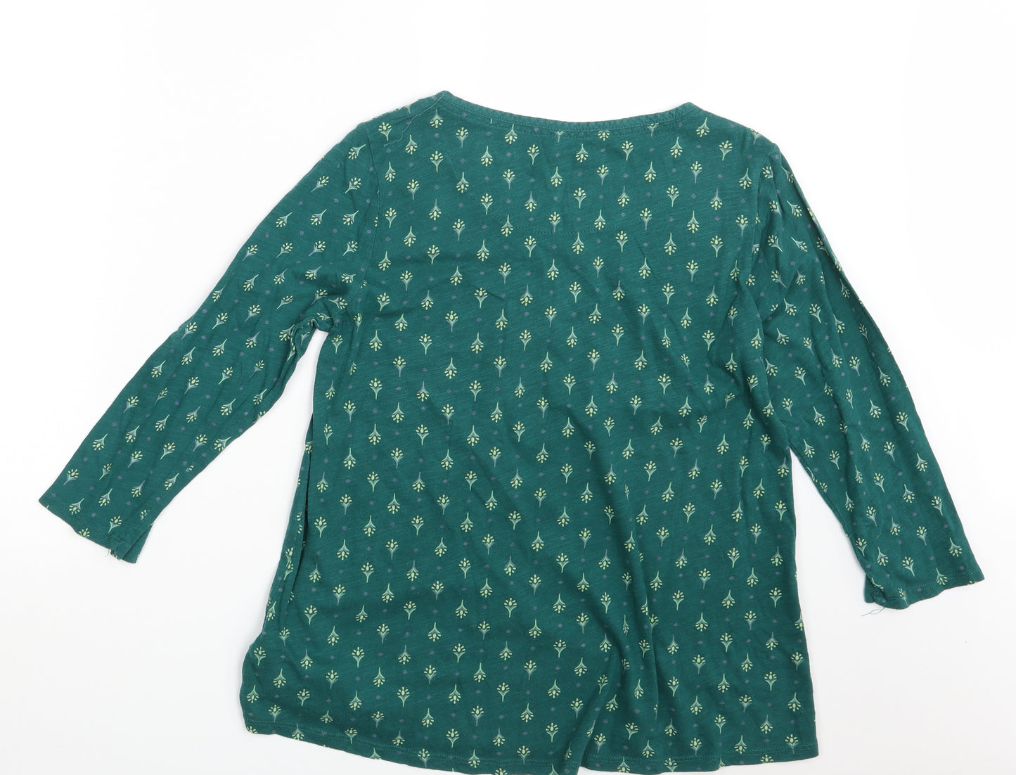 Manataray Womens Green Floral  Basic T-Shirt Size 14
