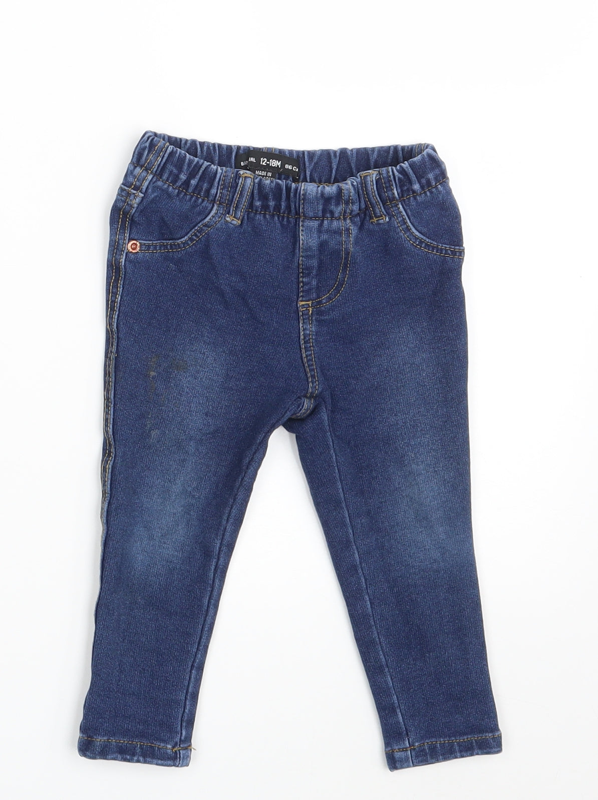 Denim Co. Girls Blue  Denim Cropped Jeans Size 12-18 Months  - Waist 16in; Inside  leg 10in