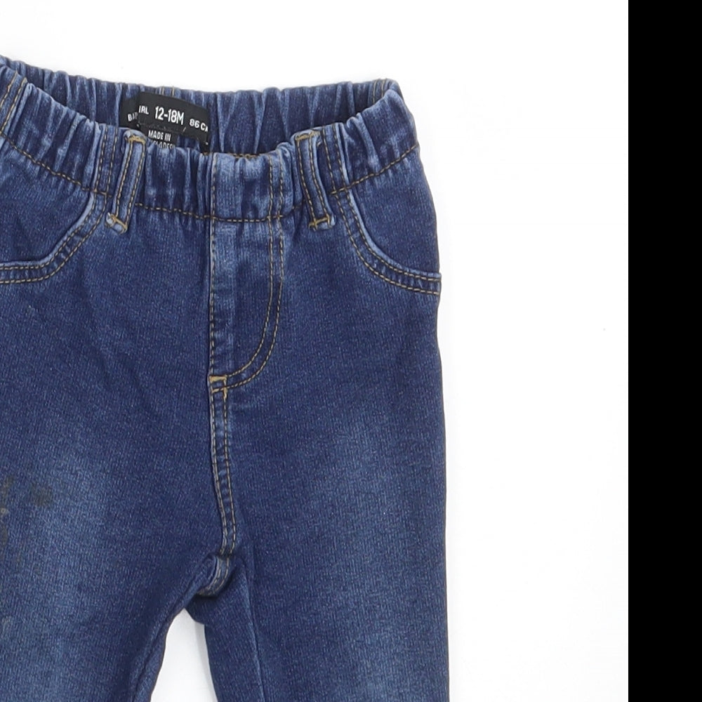 Denim Co. Girls Blue  Denim Cropped Jeans Size 12-18 Months  - Waist 16in; Inside  leg 10in