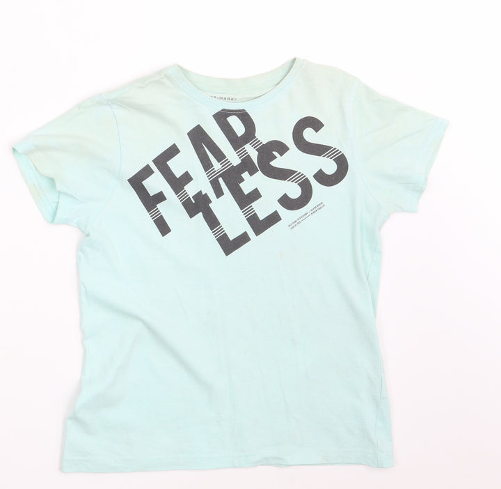 Primark Boys Blue   Basic T-Shirt Size 9-10 Years  - Fear Less