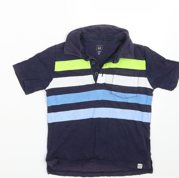 Gap Boys Blue Striped Pullover Polo Size 4 Years