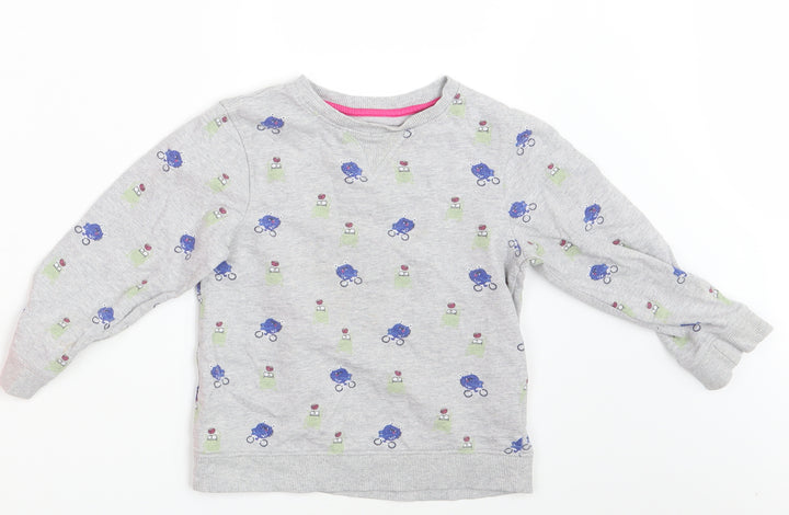 Mothercare Girls Green Animal Print Pullover Jumper Size 5-6 Years