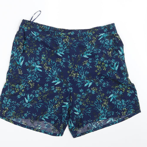 Bonmarché Womens Blue Fair Isle  Sweat Shorts Size 16