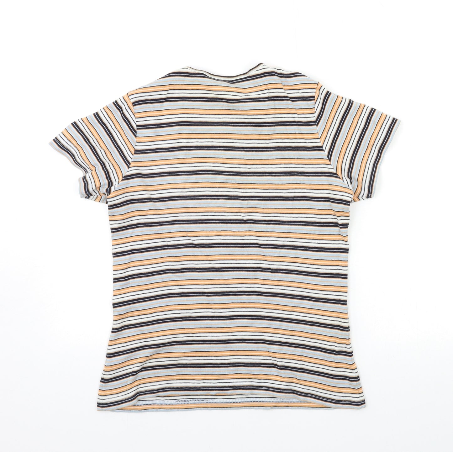 B Casual Womens Blue Striped  Basic T-Shirt Size 12