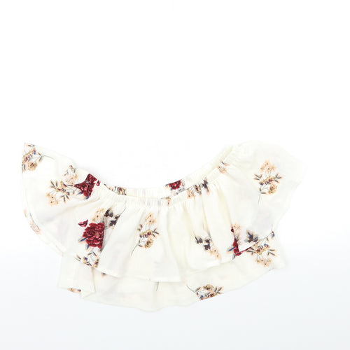 In the Style Womens White Floral  Basic Blouse Size 8