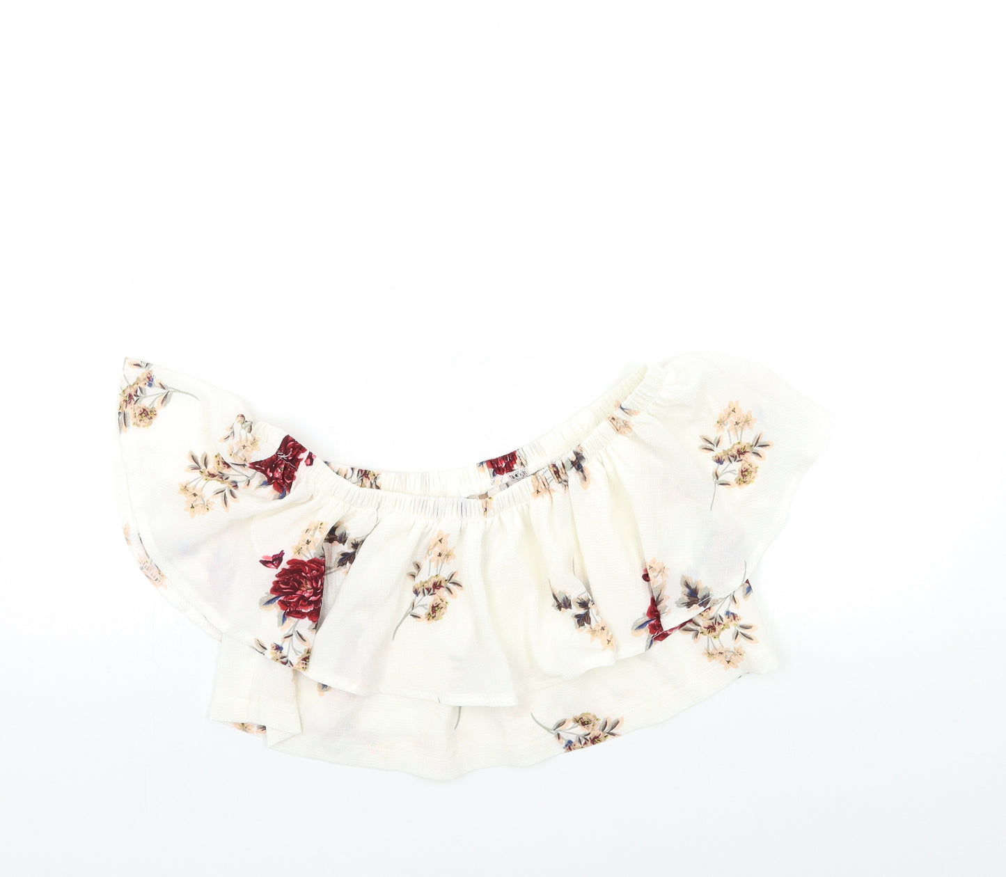 In the Style Womens White Floral  Basic Blouse Size 8