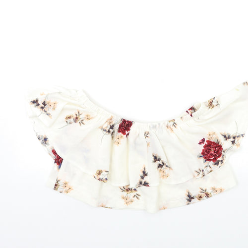 In the Style Womens White Floral  Basic Blouse Size 8