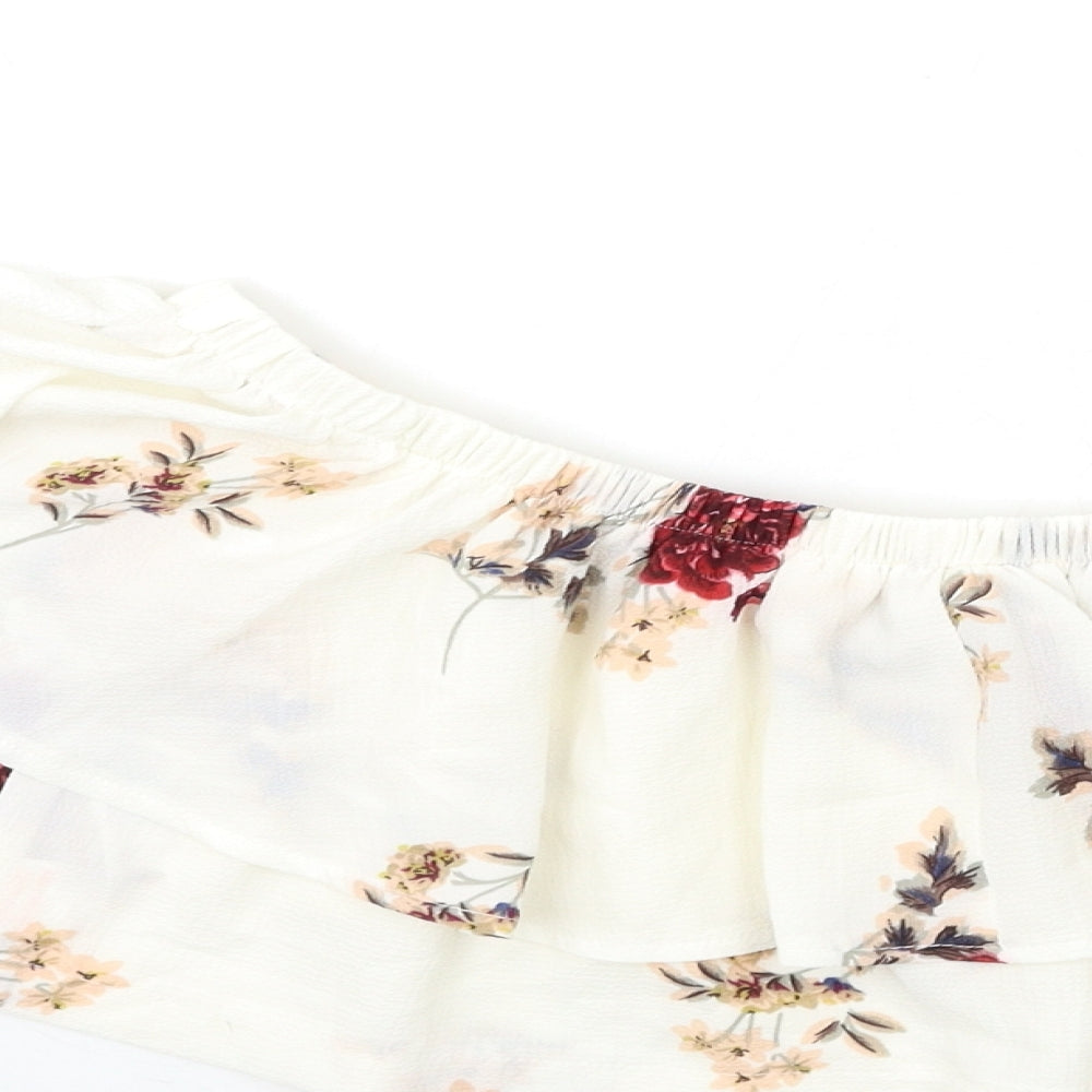 In the Style Womens White Floral  Basic Blouse Size 8