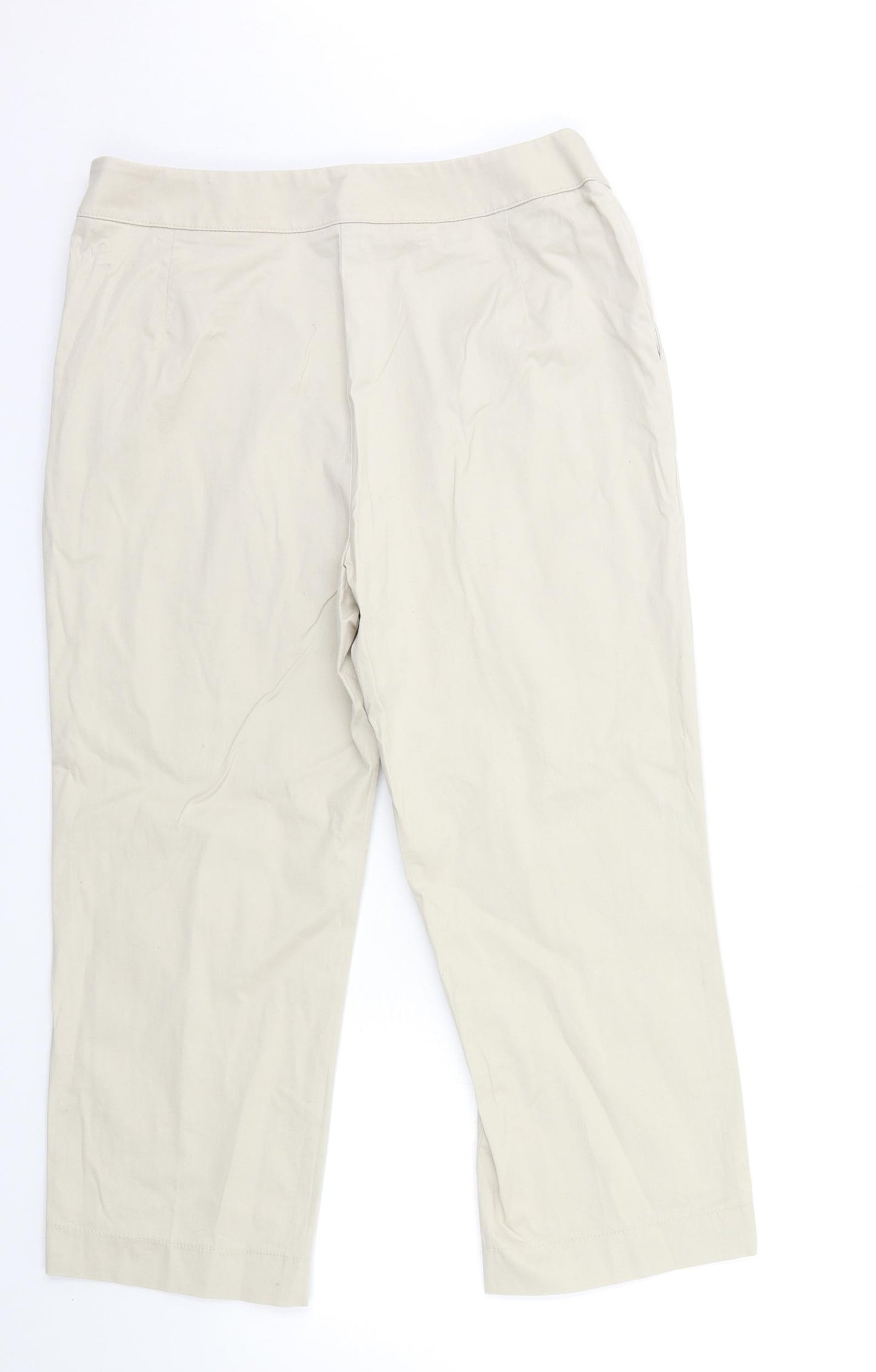 Marks and Spencer Womens Beige   Cropped Trousers Size 16 L25 in