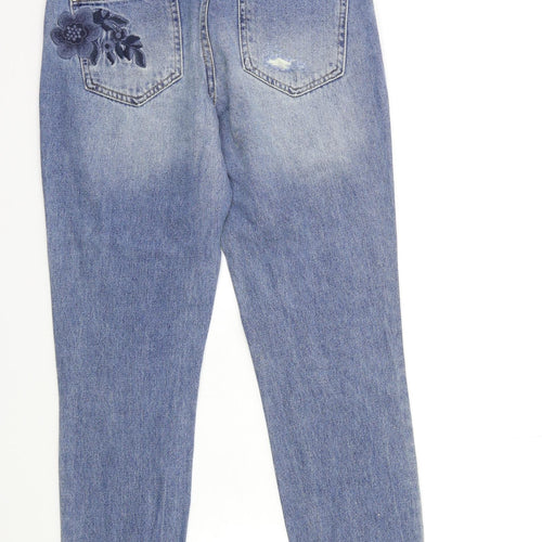 NEXT Womens Blue Floral Denim Skinny Jeans Size 6 L29 in