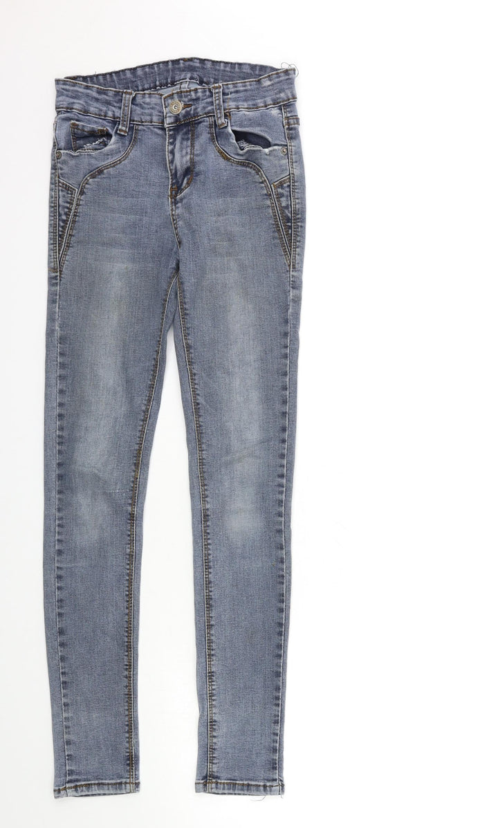 Preworn Womens Beige  Denim Skinny Jeans Size 23 in L28 in