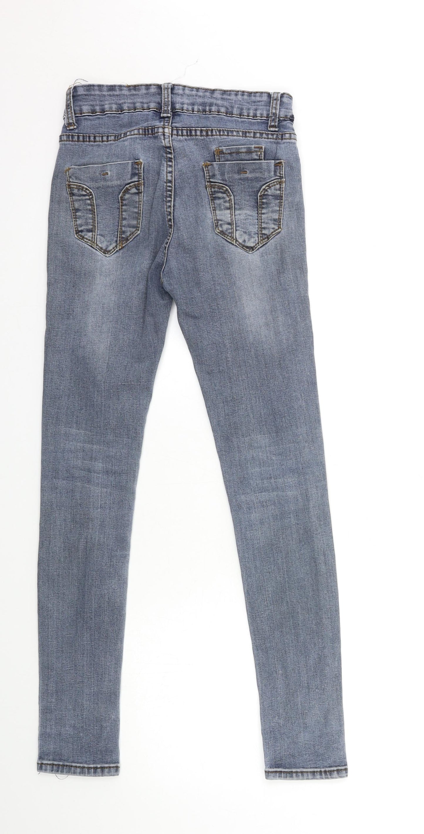 Preworn Womens Beige  Denim Skinny Jeans Size 23 in L28 in