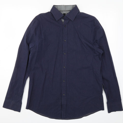 F&F Mens Blue Polka Dot   Button-Up Size 16