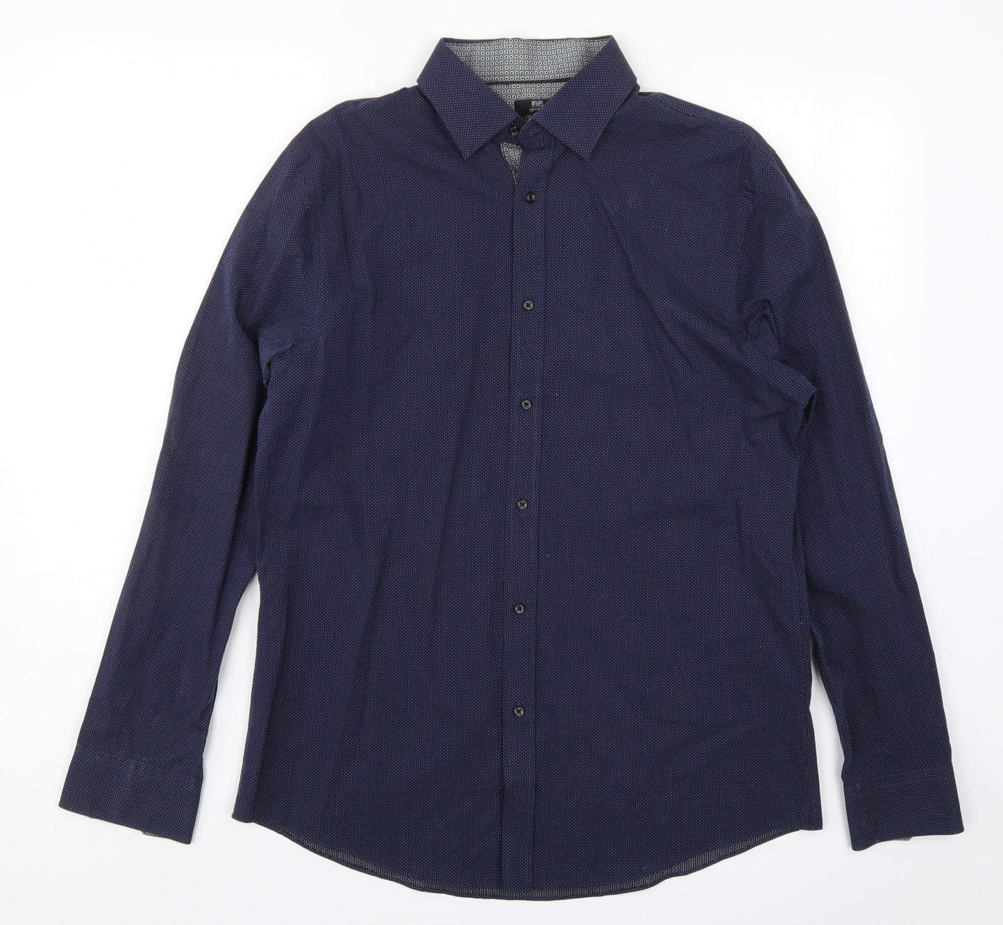 F&F Mens Blue Polka Dot   Button-Up Size 16