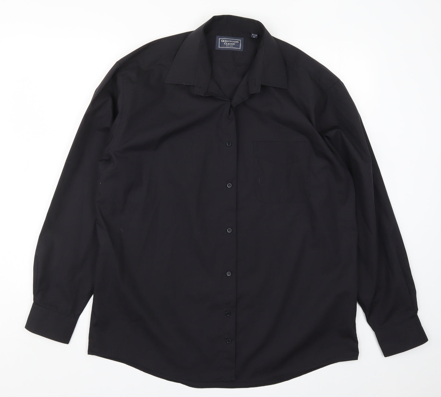 Greenwoods Mens Black    Dress Shirt Size 16