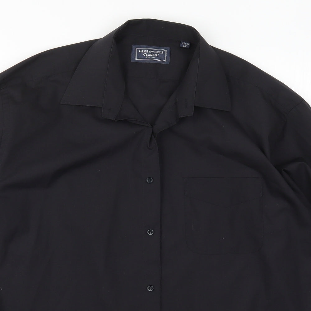 Greenwoods Mens Black    Dress Shirt Size 16