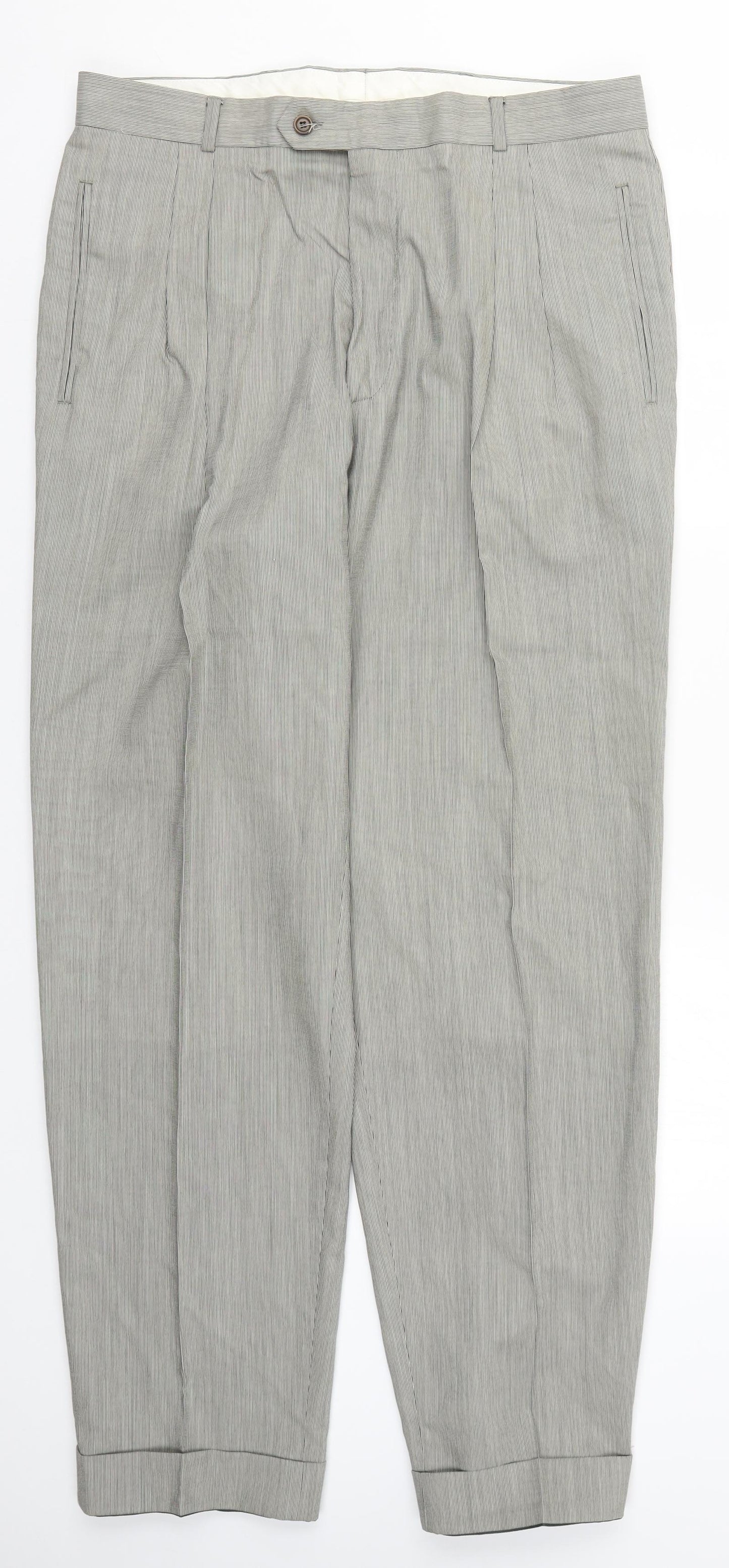 Preworn Mens Grey Striped  Trousers  Size 36 L33 in