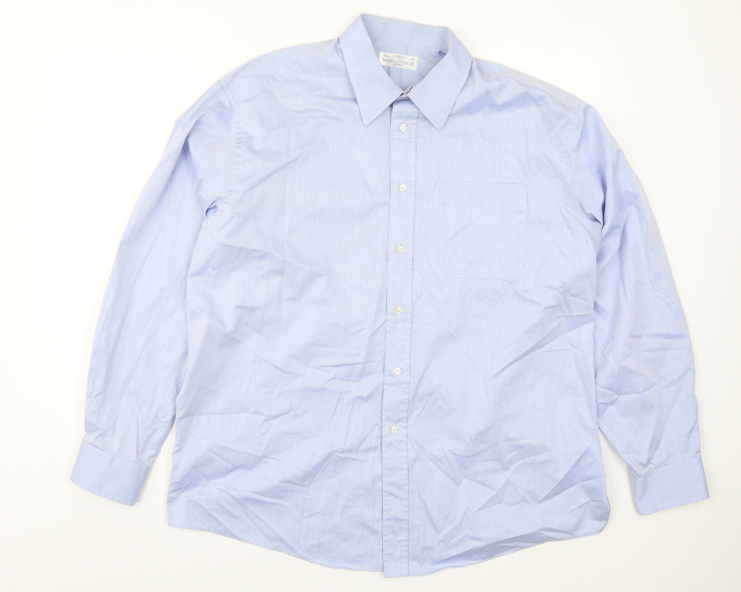 Marks and Spencer Mens Blue    Dress Shirt Size 17