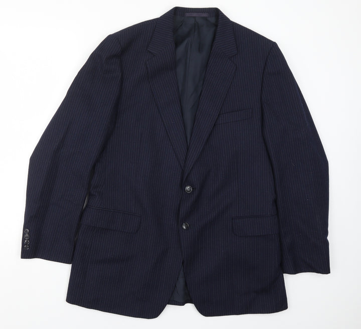 St Michael Mens Blue Striped  Jacket Suit Jacket Size 42