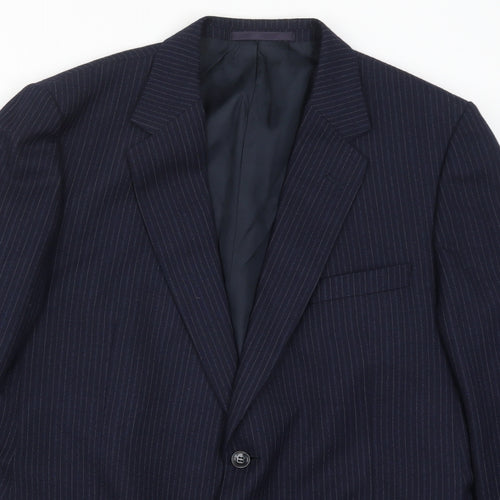St Michael Mens Blue Striped  Jacket Suit Jacket Size 42