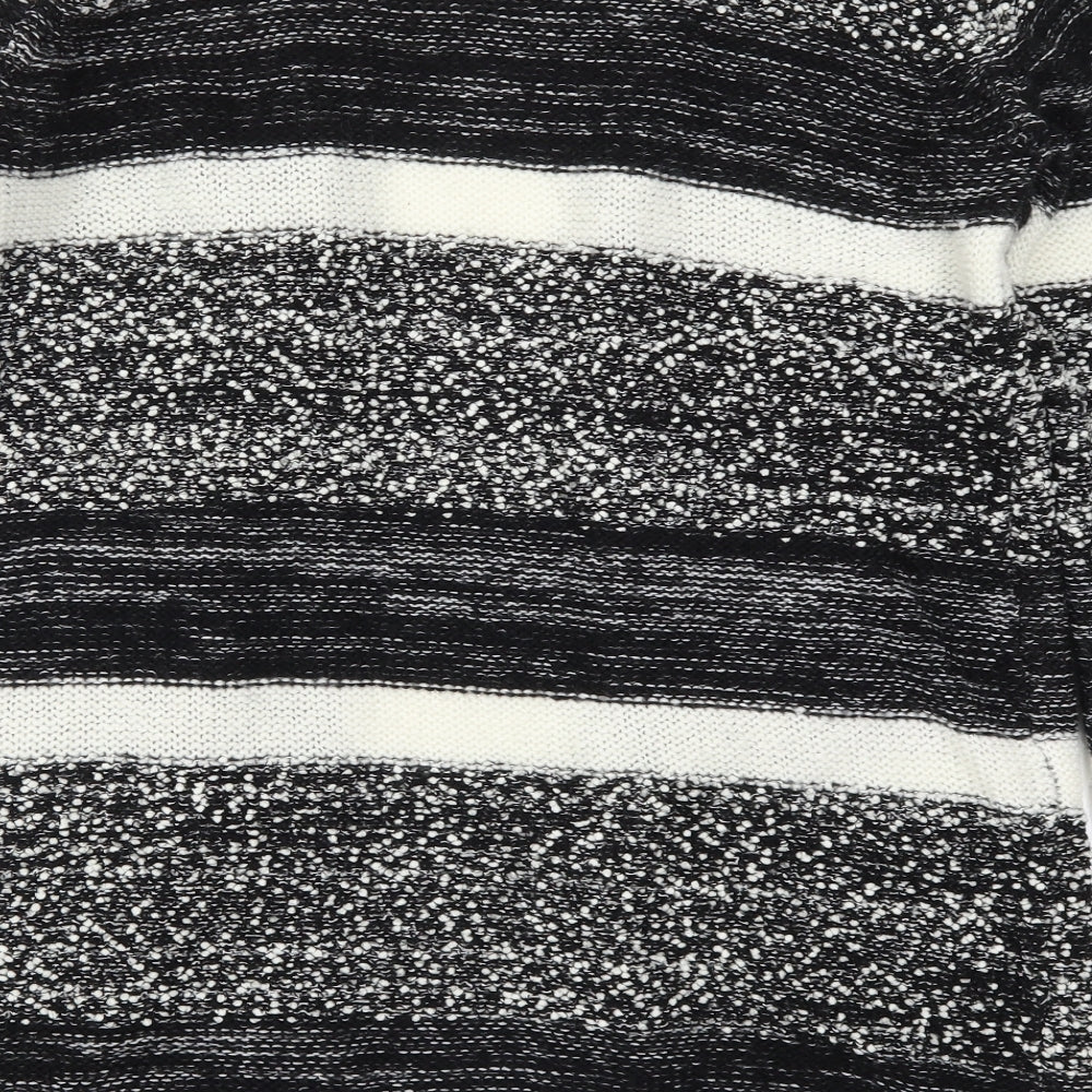 Papaya Womens Black Striped Knit Cardigan Jumper Size M