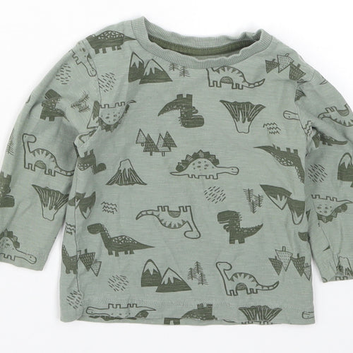 Matalan Boys Green   Basic T-Shirt Size 9-12 Months  - Dinosaurs