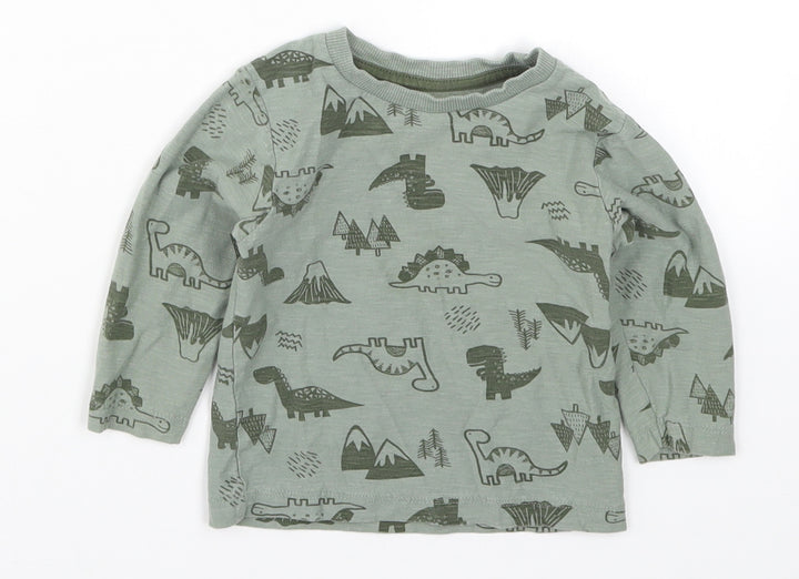 Matalan Boys Green   Basic T-Shirt Size 9-12 Months  - Dinosaurs
