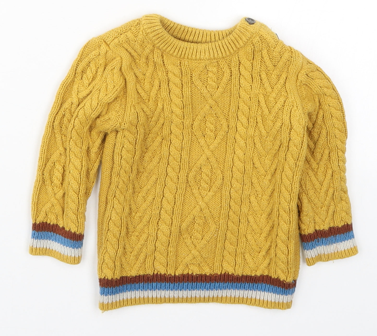 NEXT Boys Yellow Striped Knit Pullover Jumper Size 12-18 Months