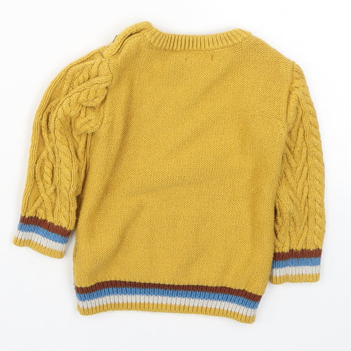 NEXT Boys Yellow Striped Knit Pullover Jumper Size 12-18 Months