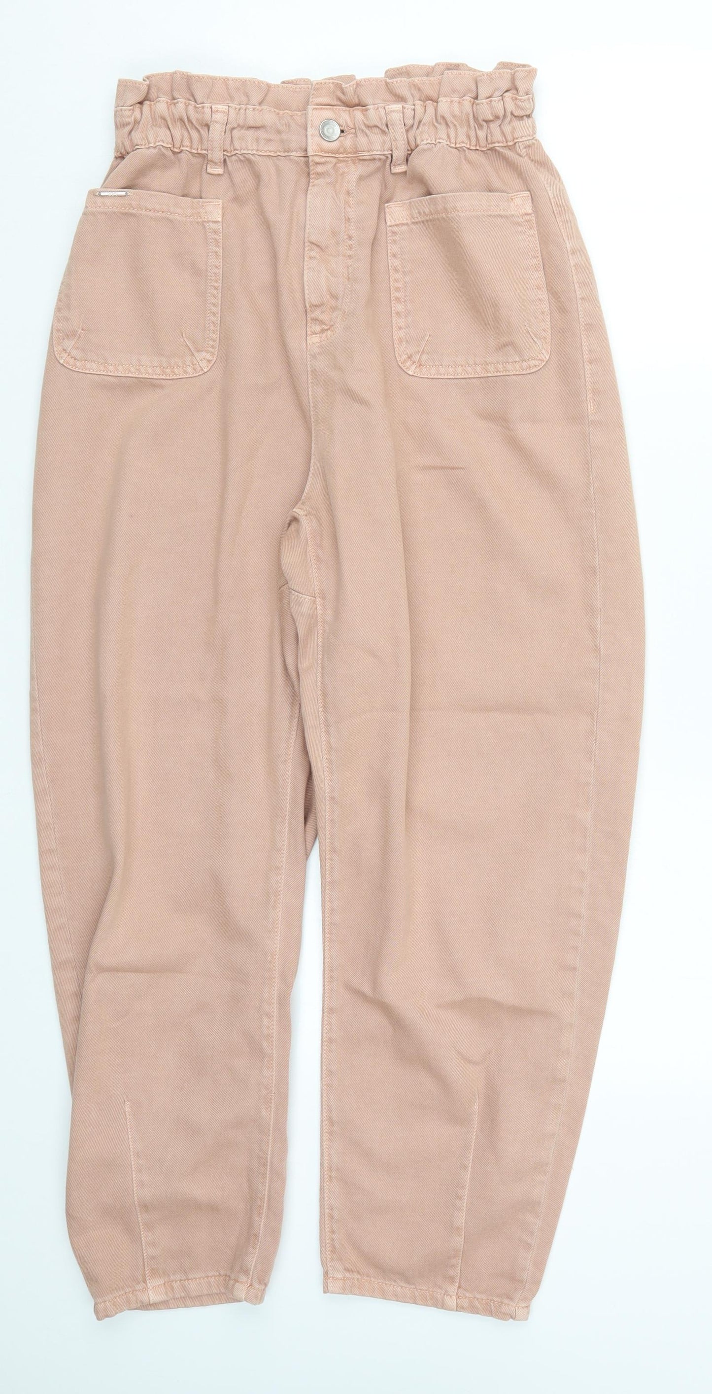 Zara Womens Pink  Denim Mom Jeans Size 12 L25 in - Papaerbag Waist