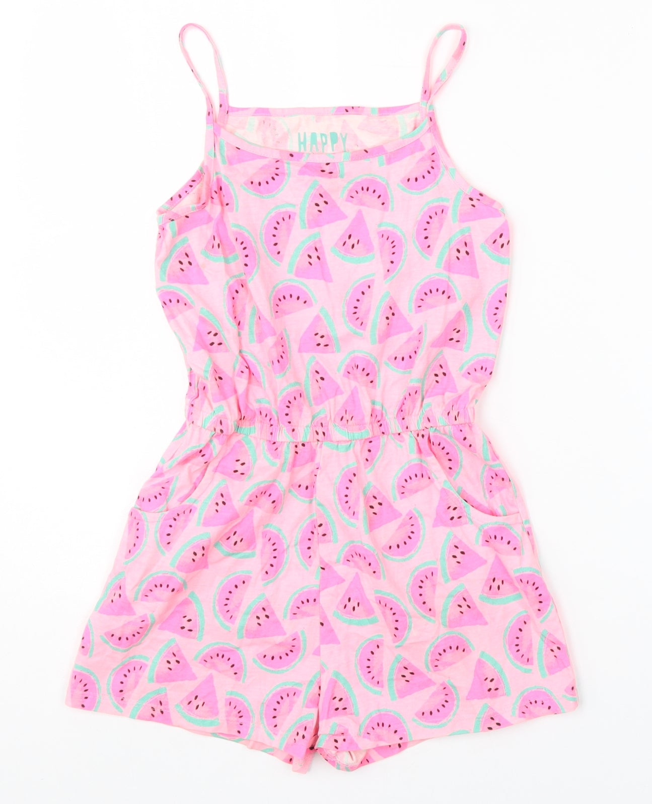 F&F Girls Pink Geometric  Playsuit One-Piece Size 8-9 Years  - Watermelons