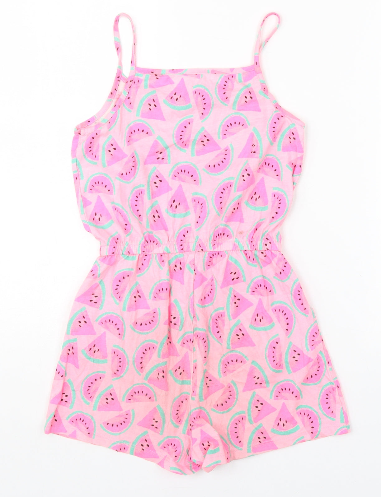 F&F Girls Pink Geometric  Playsuit One-Piece Size 8-9 Years  - Watermelons