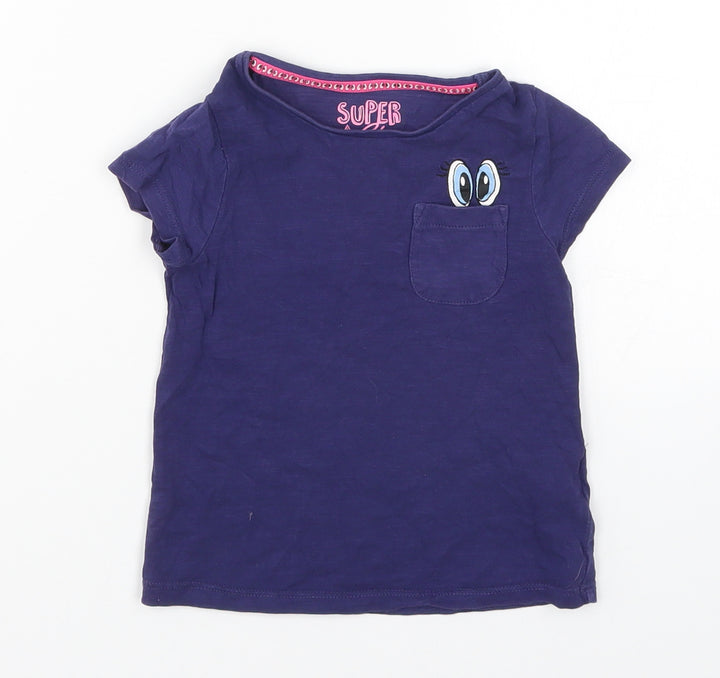 F&F Girls Blue Basic T-Shirt Size 2-3 Years - Pocket Eyes