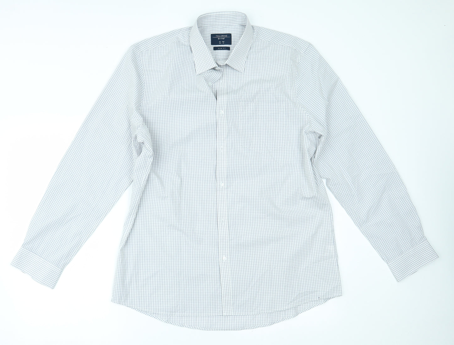 F&F Mens White Check   Dress Shirt Size 16.5