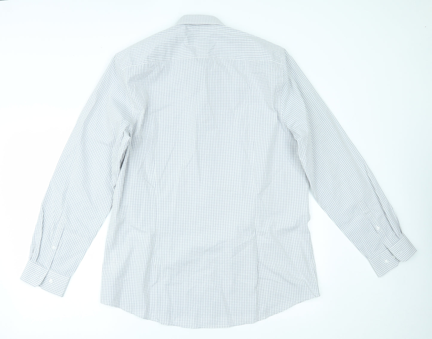 F&F Mens White Check   Dress Shirt Size 16.5