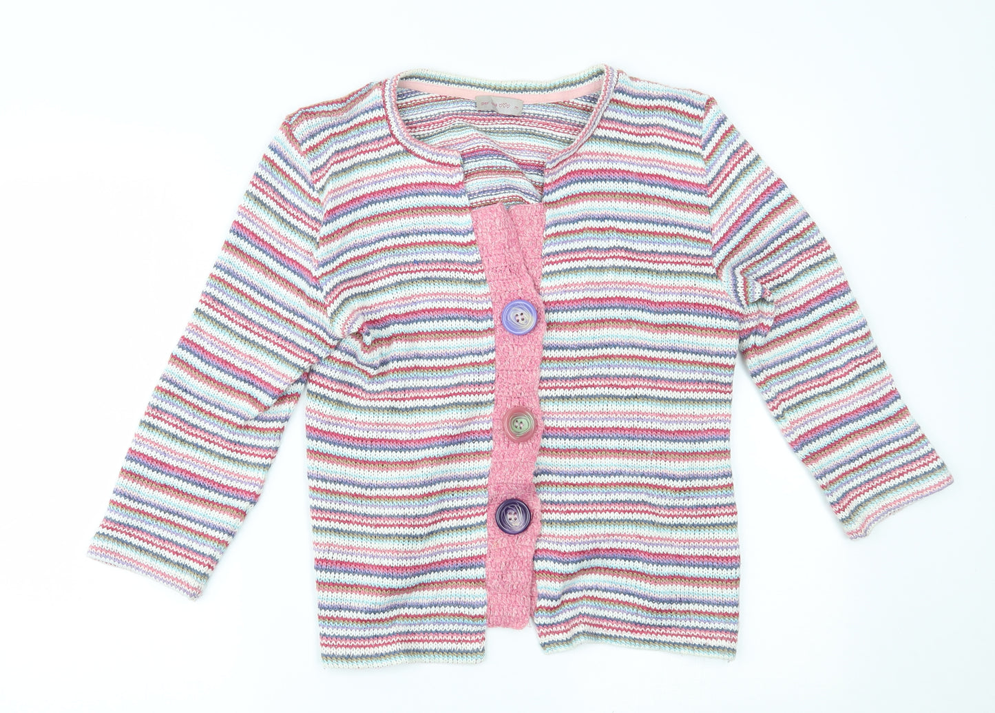 Per Una Womens Pink Striped  Cardigan Jumper Size M