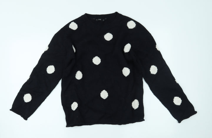 F&F Womens Blue Polka Dot Pullover Jumper Size 8