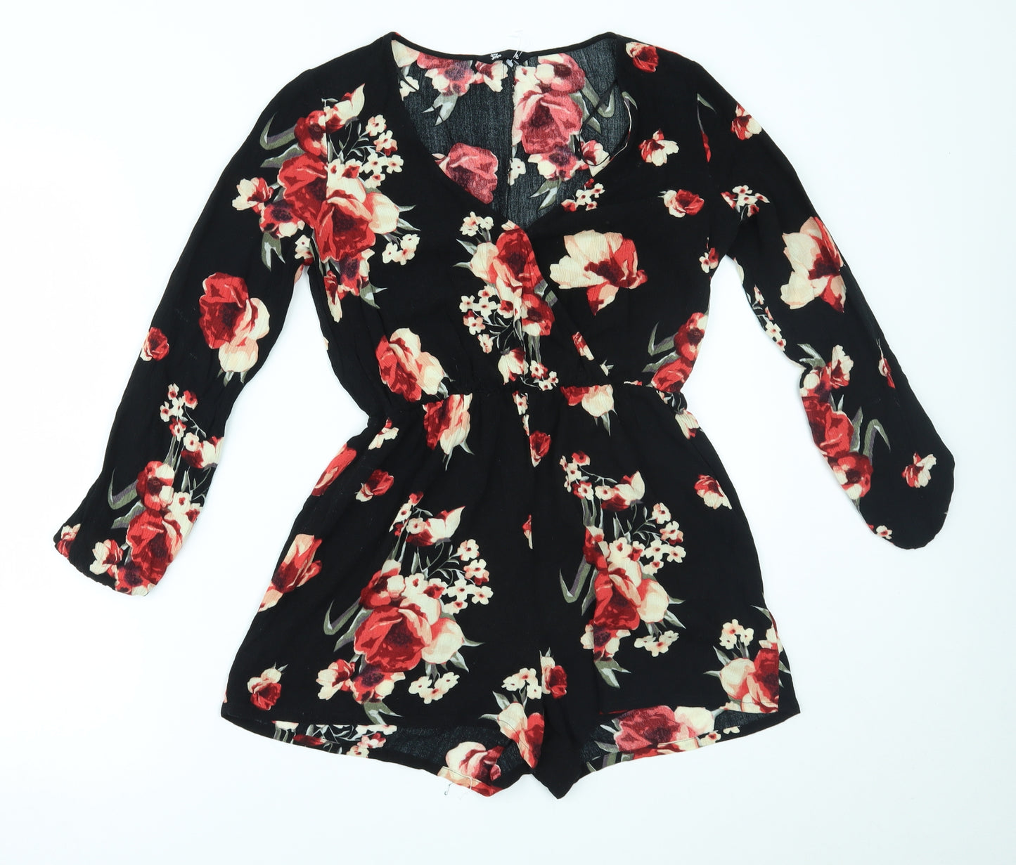 Jay Jays Womens Black Floral  Romper One-Piece Size 8